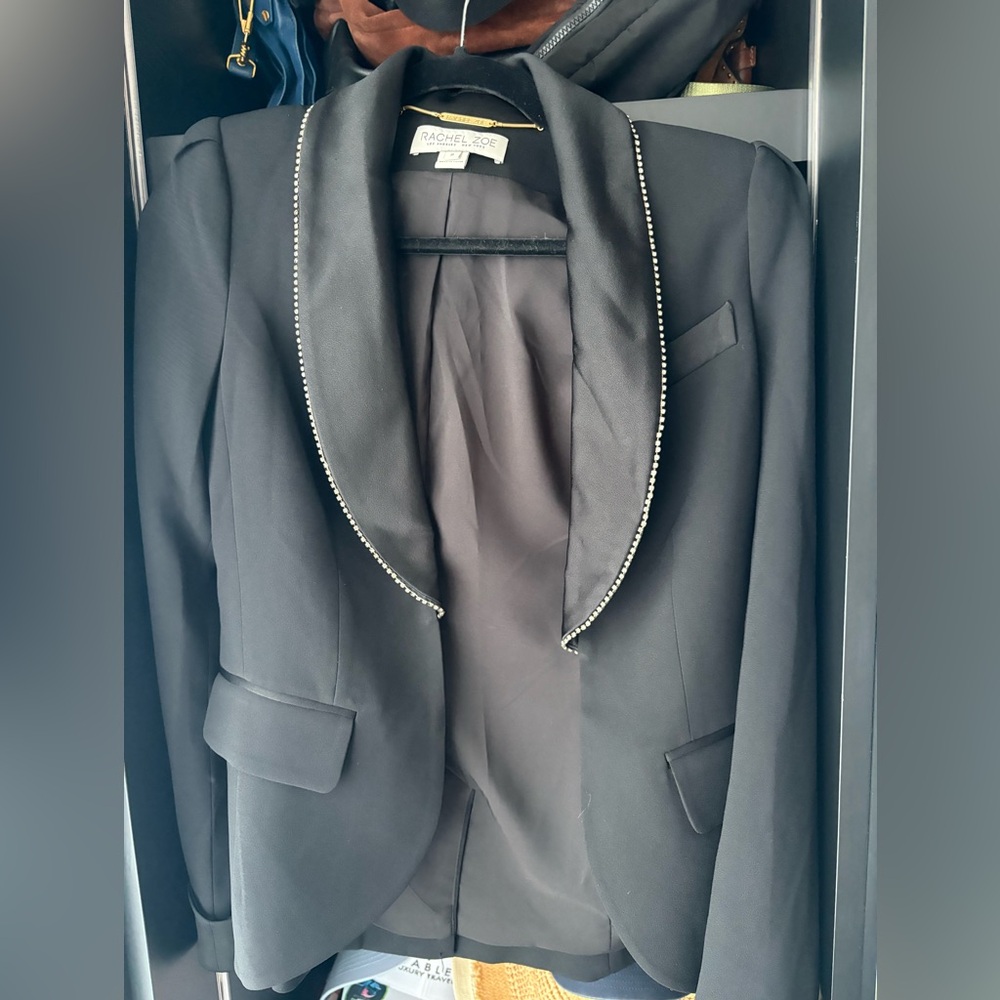 Rachel Zoe Black and Silver Sport Coat with Shawl Collar